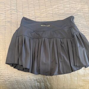 Gold Hinge Pleated Skirt in Blue/Gray